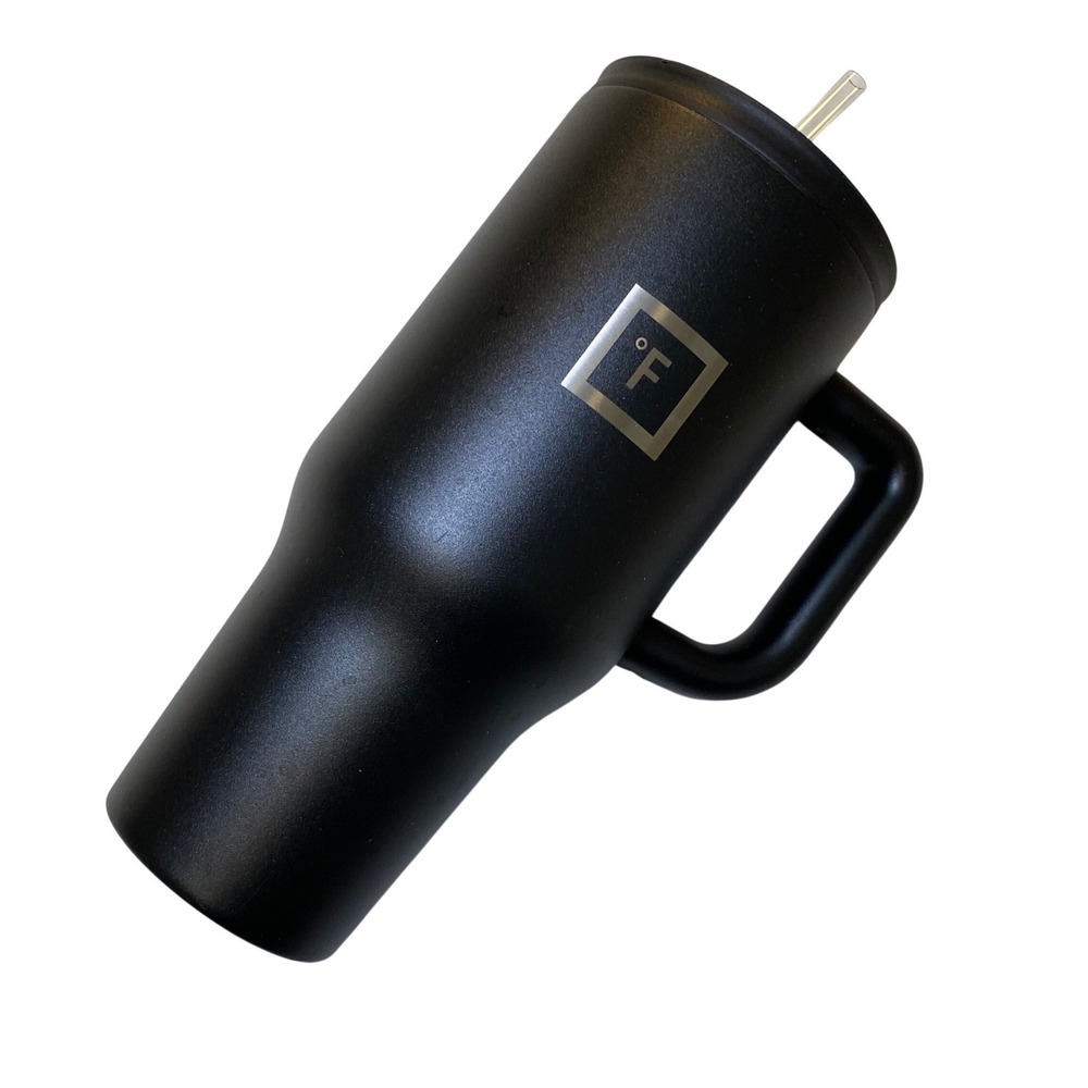 Iron‎ Flask 40 oz Vacuum Insulated Tumbler Handle Lid Straw Black Stainless